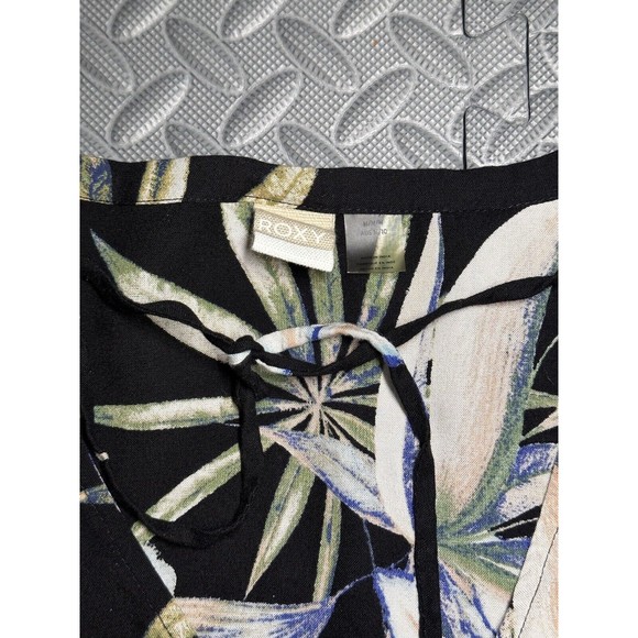 ROXY Lombok Waterfall True Black Delicate Flowers LONG SLEEVE 100% viscose Sz M - Picture 13 of 13